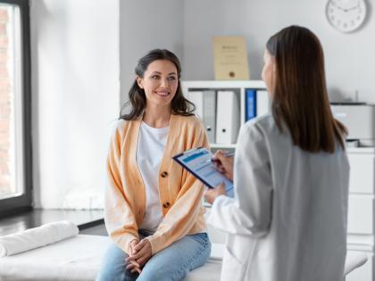 Patient with doctor at an appointment.